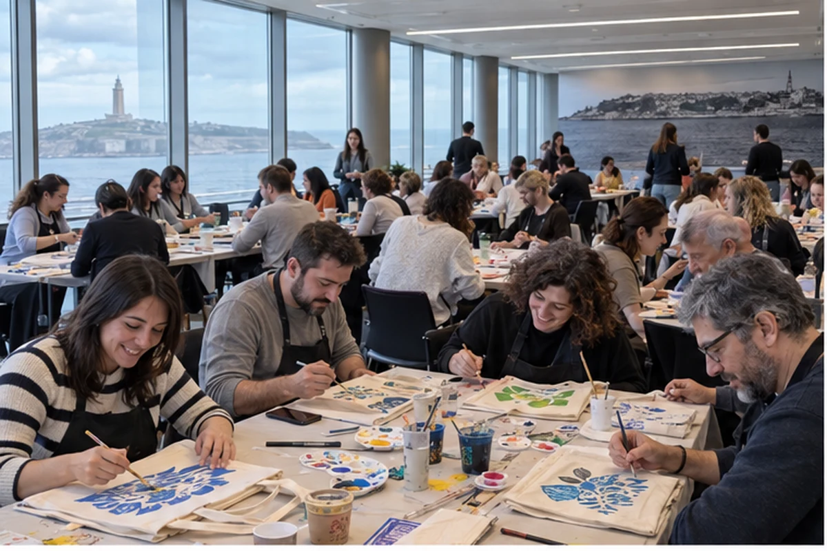 Escena ilustrativa de un evento creativo de empresa