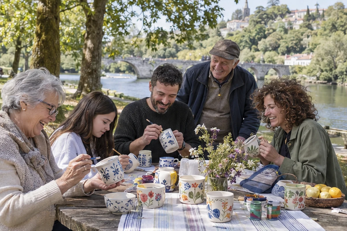 Escena ilustrativa de una familia compartiendo un taller creativo