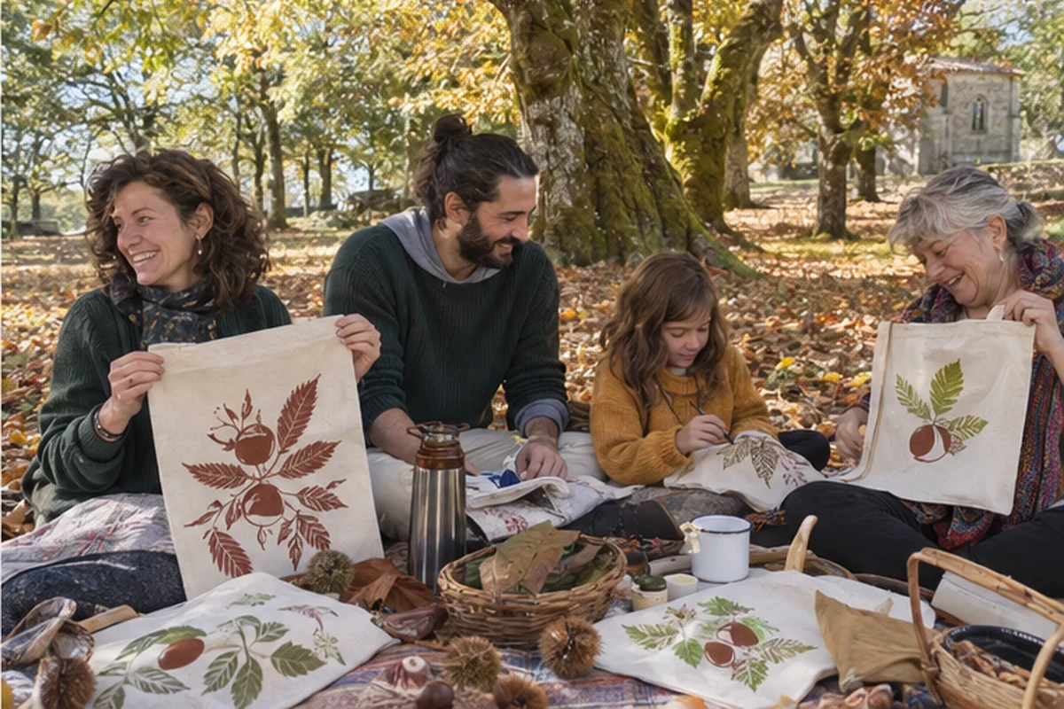 Escena ilustrativa de una familia creando en un parque